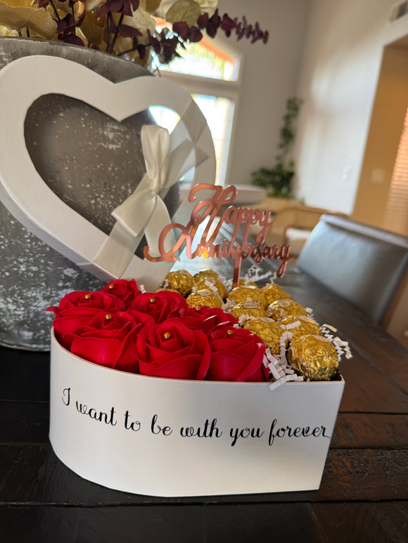 Heart box ♥️ with roses made of soap and Ferrero 🍫