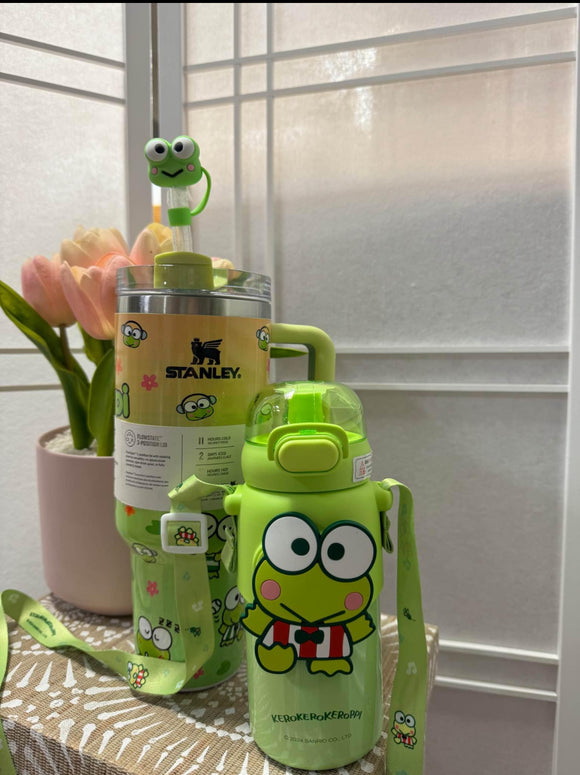 keroppi water bottle and keroppi stanley 40 oz w/topper 3 pcs